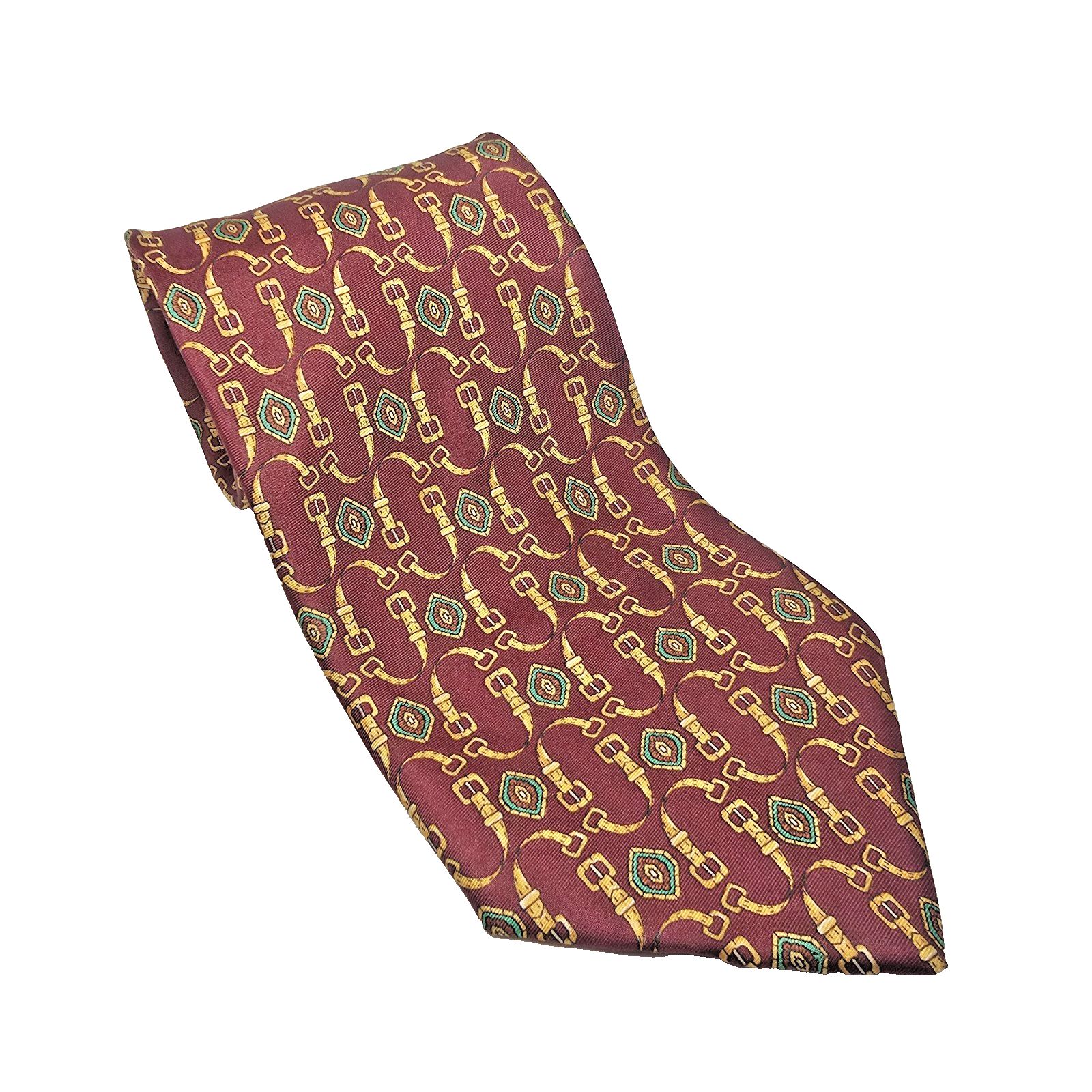 Vtg Renato Balestra 100% Silk Made In Italy Luxury Tie In Burgundy & Gold X Long
